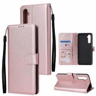 Ốp Lưng Cho Realme 6 5 5i 5s 6i 3 x2 Pro XT X50 C3 Ốp Lưng Điện Thoại Flip Cover pu Ví Da Có 3 Thẻ Túi Ảnh TPU Silicon