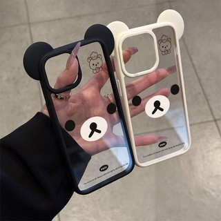 Hoạt Hình Dễ Thương Đầu Bếp Gấu 3D Tai Mickey Trong Suốt Acrylic Ốp Lưng Điện Thoại iPhone 16Promax 16Pro 15Promax 15Pus 12 13 14 Pro Max Chống Sốc Nữ Điện Thoại Di Động