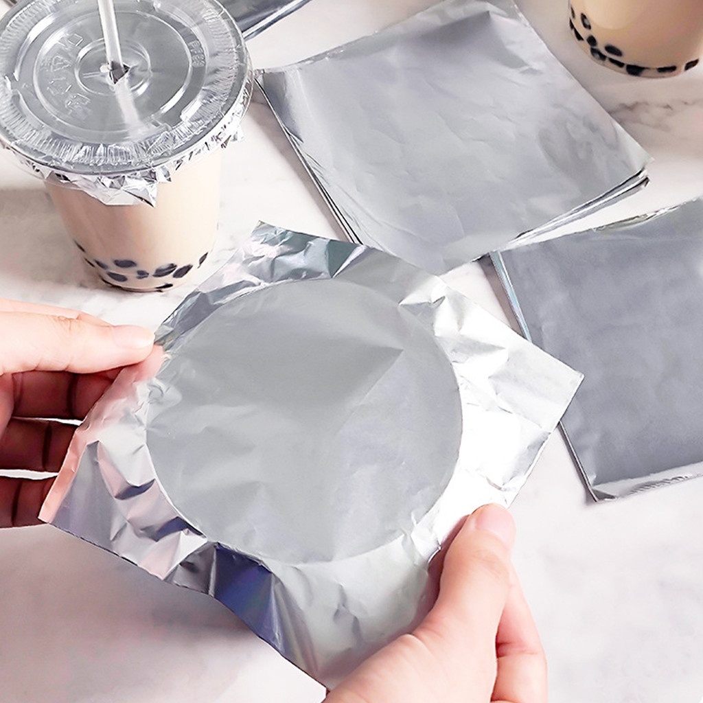 [H & L] Giấy niêm phong cốc cà phê cao cấp - Chất liệu nhôm an toàn thực phẩm với khả năng co giãn vượt trội, thiết kế chống rò rỉ cho đồ uống lắc | Có sẵn thương hiệu tùy chỉnh