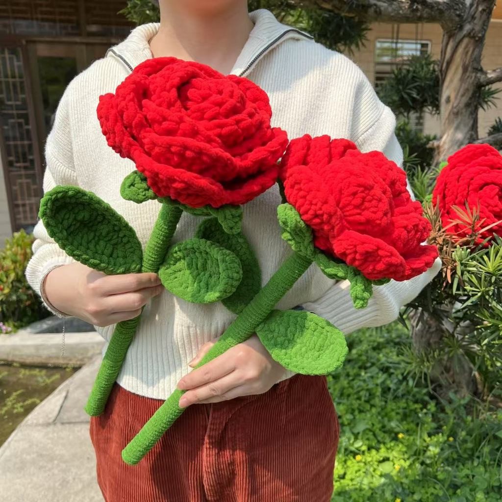 Dệt Kim Lớn Hơn Hoa Hướng Dương Hoa Hồng Bó Hoa Dệt Tay Móc Hoa Nhân Tạo Quà Tặng Ngày Lễ Tình Nhân Hoa Giả Trang Trí Nhà