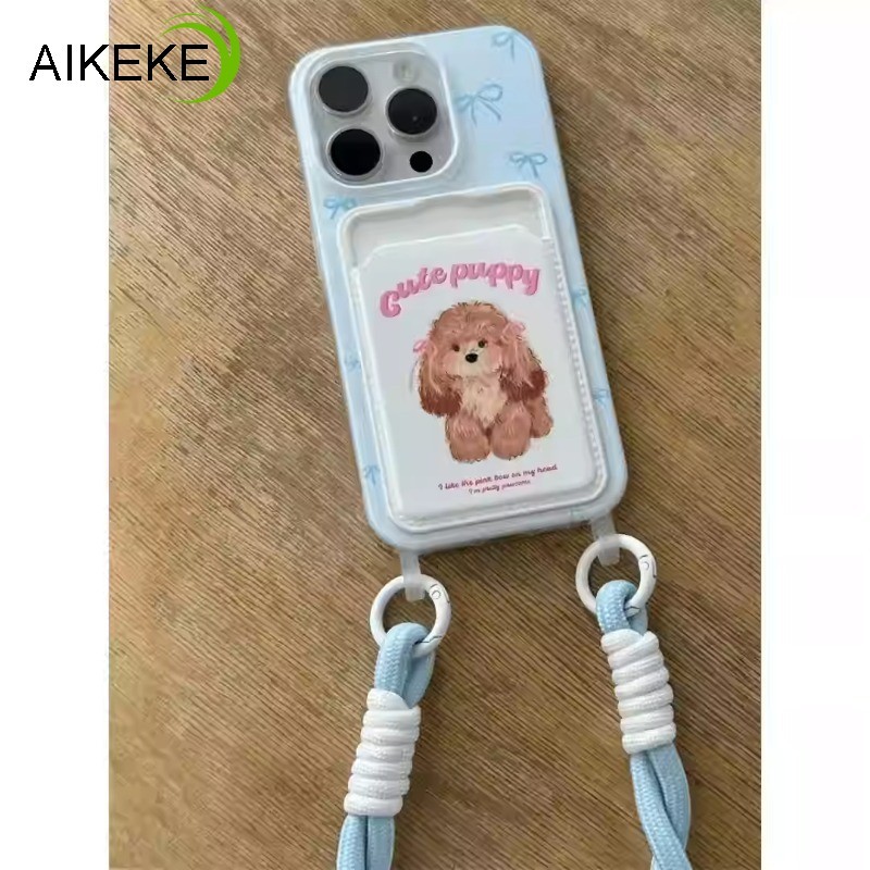 Vỏ Đựng Thẻ Chó Dễ Thương Cho Vivo iQOO Z10 Z9 Turbo Z10X Z9X Z8 Z8X Z7 Z7X Z6 Z6X Z5 Z5X Z3 Z1 Neo 10 9 8 7 6 5 SE Pro + 3 Vỏ Mềm Có Dây Tay