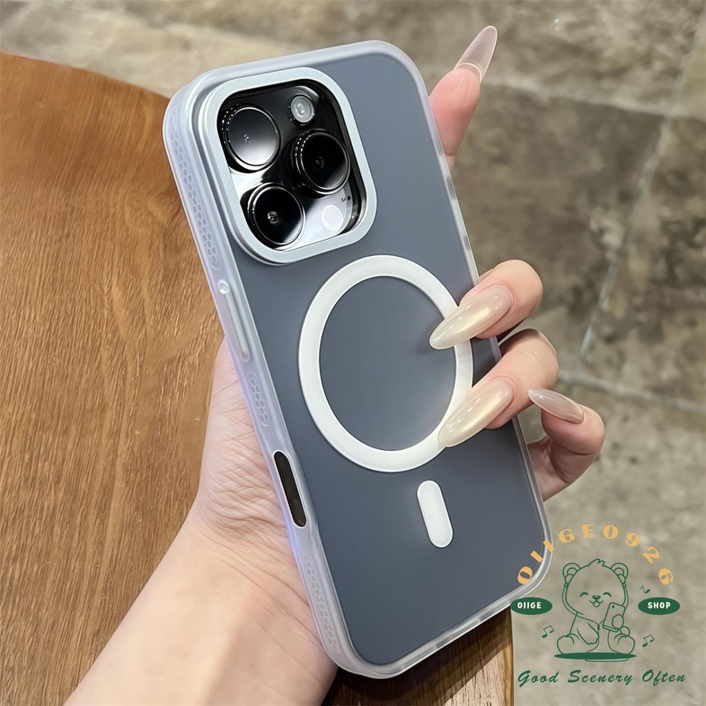 Ốp điện thoại từ tính Acrylic mờ iphone16 Pro Max 15 14 13 vỏ cho vỏ iPhone vỏ mềm silicon TPU chống sốc