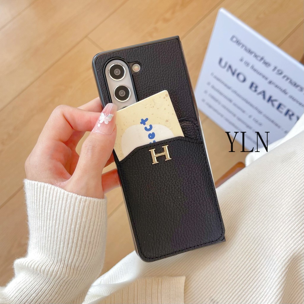 Ốp điện thoại gập lưng gấp thiết kế tối giản sang trọng cao cấp cho Samsung Galaxy Z Fold 2 3 4 5 6 7 Vỏ cổ điển độc đáo cho Z Fold7 Với giá đỡ thẻ sang trọng Vỏ bảo vệ chống sốc
