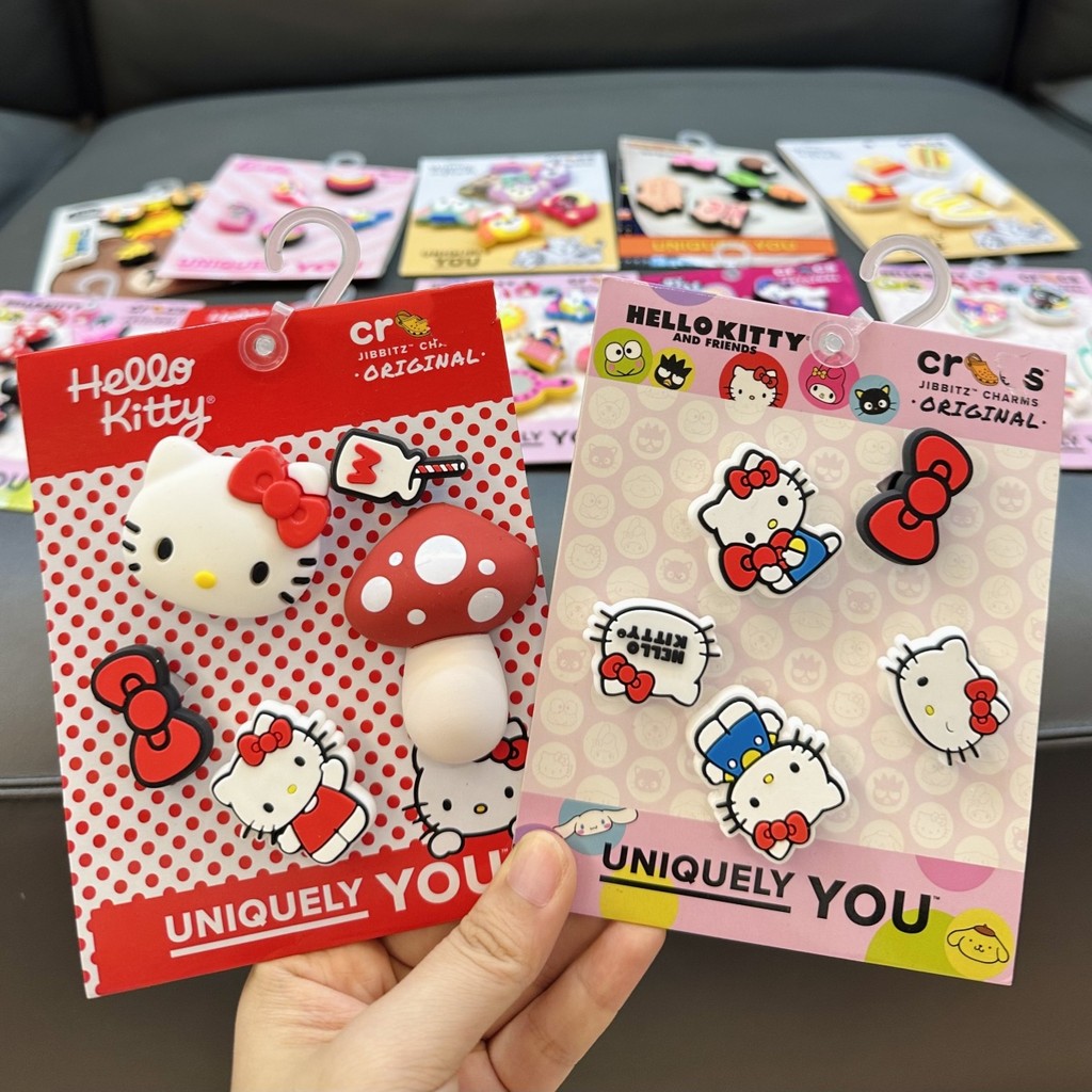 Phụ kiện Hello Kitty có thể tháo rời cho giày lỗ/giày cao cấp, họa tiết hoa Busch Zhibixing