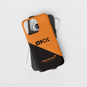 Ốp điện thoại nền đen và cam McLaren cho iPhone 17 16 15ProMax 14Pro 13 12 13mini Samsung S24 S22 S25 2in1 ốp lưng cứng bóng