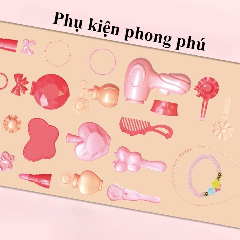 Bàn trang điểm bé gái lâu đài và gương soi, Học Cách Trang Điểm Vui Nhộn, Chất Liệu Nhựa ABS An Toàn