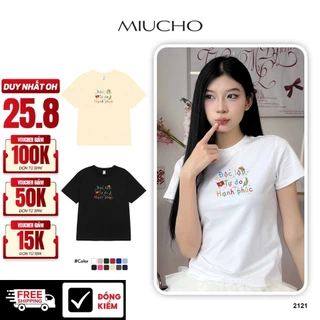 Áo baby tee in chữ hài hước Miucho BST cổ tròn vải cotton 4c thoáng mát in basic