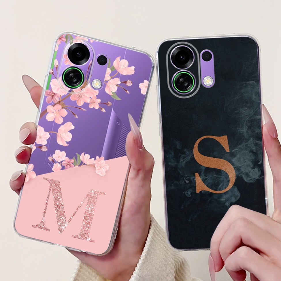 Ốp lưng Oppo K13 Turbo PLM110 Oppo K13 Turbo Pro PLE110 Vỏ trong suốt Thẩm mỹ Chữ A-Z Hoa thời trang Vương miện Vỏ ốp mềm