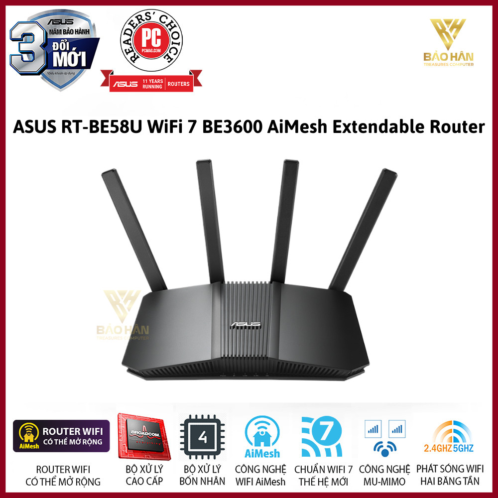 [ NEW] ASUS RT-BE58U WiFi 7 BE3600 AiMesh Extendable Router, 4K-QAM ...
