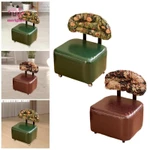 Ghế Cán Vuông, Chỗ Để Chân, Đệm Mềm Da PU Có Bánh Xe Ghế Tựa Lưng Cho Gia Đình SPA Massage Văn Phòng Shop — ảnh 4