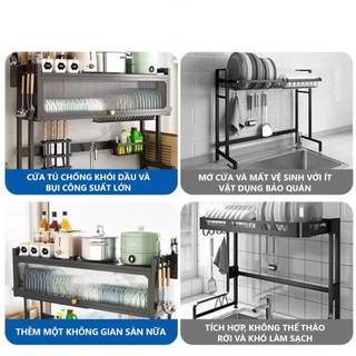 Kệ chén có nắp đậy thép cacbon Kệ Để Chén phía trên bồn rửa Tủ Nhà Bếp Chống bụi 360 độ