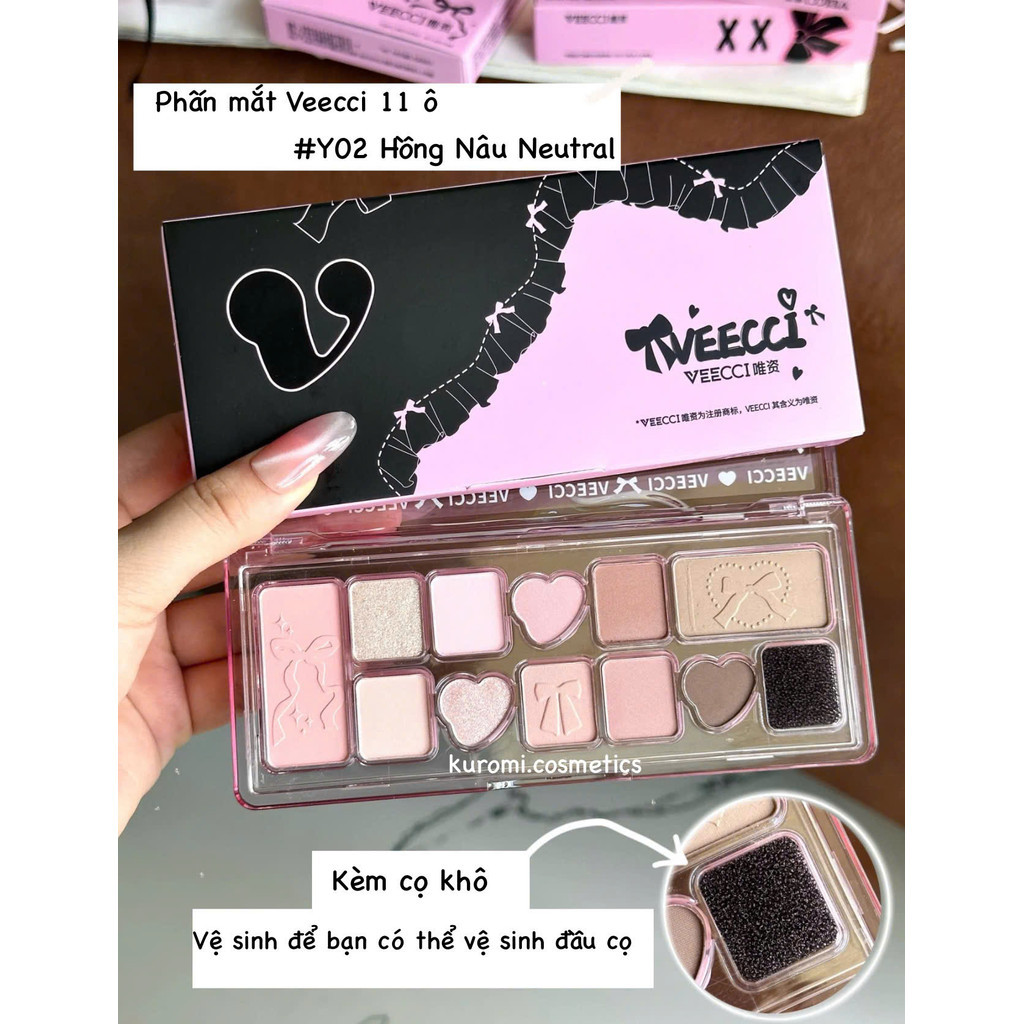 Bảng Phấn Mắt VEECCI 11 Ô Ballet Trái Tim Chất Phấn Mịn, Bám Màu Lâu Trôi 9.3g