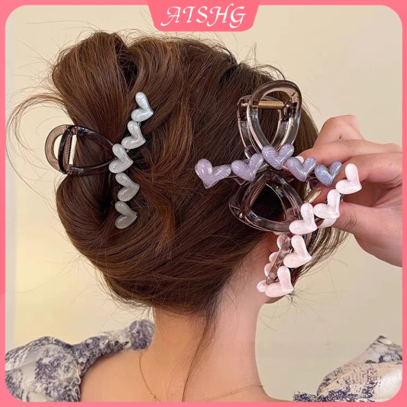 AISHG Thạch Trái Tim Tóc Cô Gái Tính Khí Lấy Cá Mập Ngọt Kẹp Phụ Kiện Tóc Thời Trang