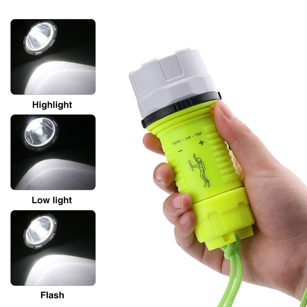 [Welv] Đèn pin LED lặn dưới nước mạnh chống nước Đèn pin lặn biển
