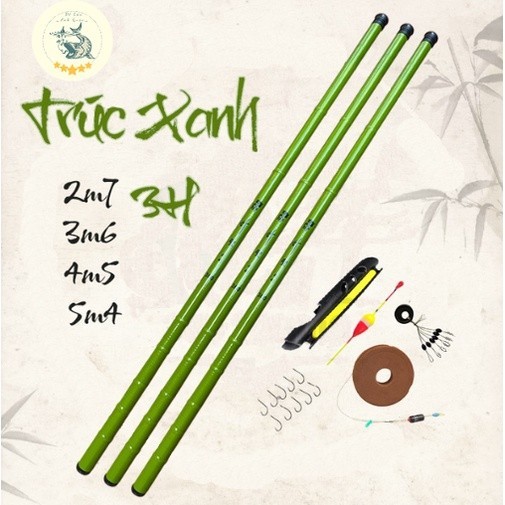 Cần câu tay Trúc Xanh 3h full xanh như hình Carbon Tặng kèm phụ kiện đầy đủ đi câu – docauanhquan21