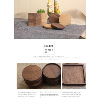 Trang Trí Nhà Cửa Gỗ Coaster Đen Quả óc chó Trà Coaster Tấm Cách Nhiệt Sáng Tạo Vuông Tròn Gỗ Chắc Chắn Coaster