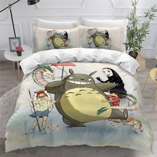 G13 My Neighbor Totoro 3IN1 Bộ chăn ga gối có thể giặt được Khăn trải giường Vỏ chăn gối Phù hợp với ký túc xá Phòng ngủ gia đình G13