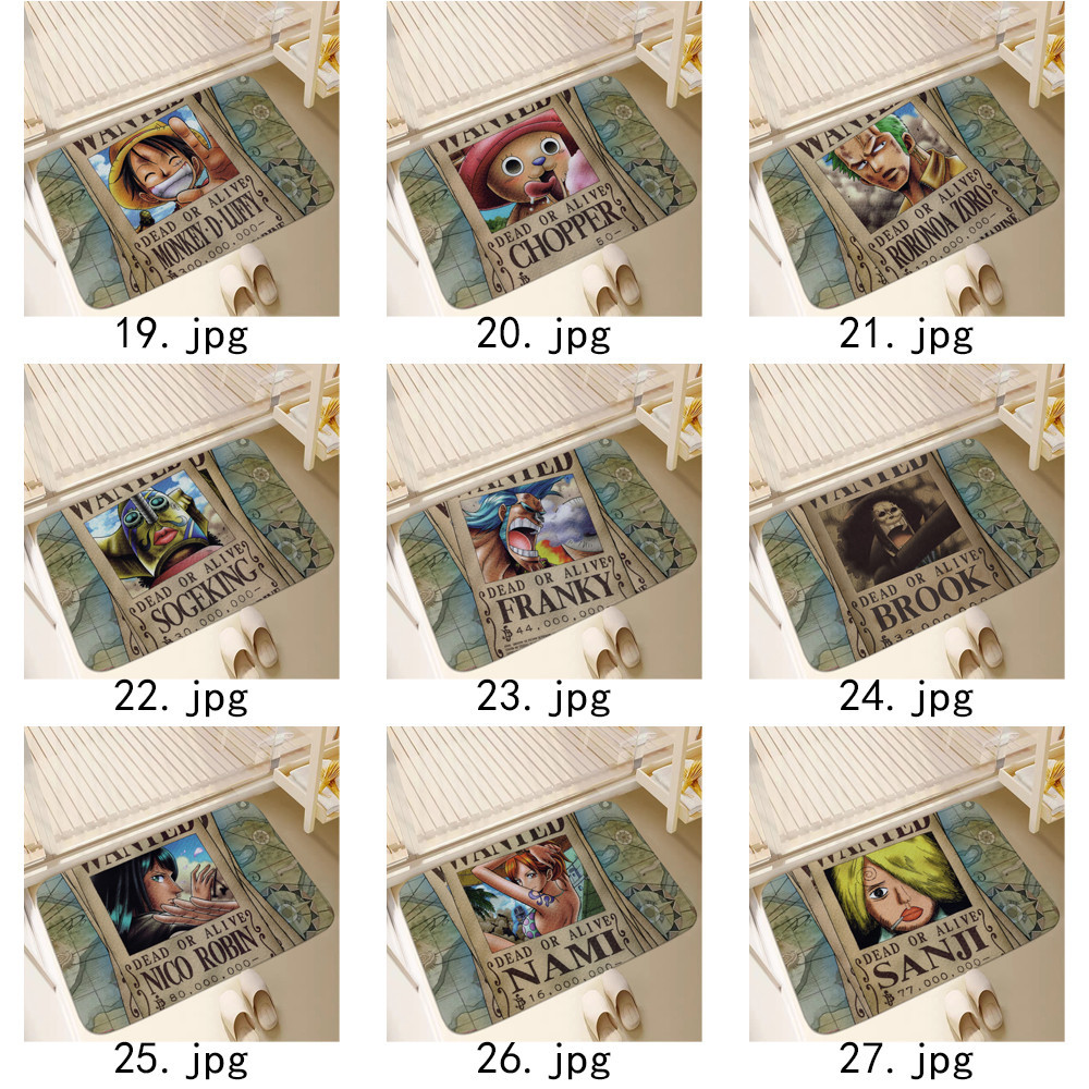 Anime Nhật Bản ONE PIECE Thảm Cửa Chống Trơn Trượt Tấm Lót Phòng Tắm Tắm Thảm Chống Trơn Trượt Thảm Trang Trí Nhà Cửa (60x40cm)