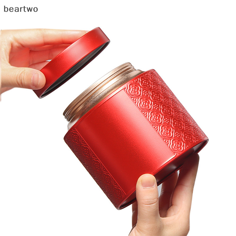 < Beartwo > Hộp đựng đồ di động dập nổi Hộp thiếc trà Caddy Kung Fu Trà kín có thể sấy khô Bộ sưu tập trái cây đẹp Bao bì lưu trữ