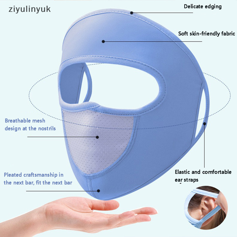 Ziyulinyuk Mùa Hè Băng Lụa Mặt Balaclava Full Cover Mùa Hè Chống Tia UV Mỏng EN