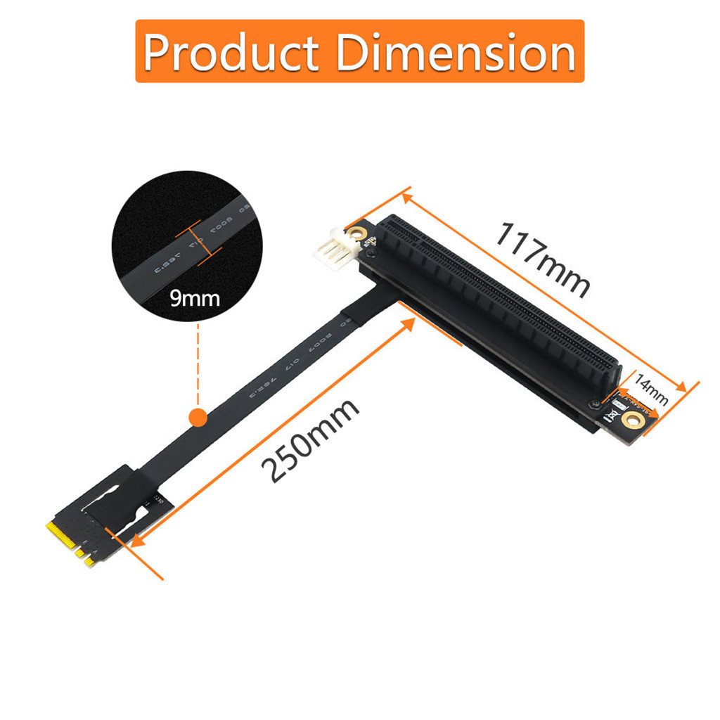Jmt M.2 NGFF Key A-E Sang PCI-E 16X 270 Độ Cáp 25CM