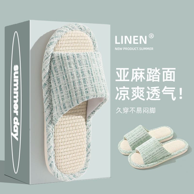 Dép lê vải lanh kiểu Nhật bốn mùa chống trơn trượt chống mùi hôi trong nhà mùa hè thoáng khí cho nữ dép nam