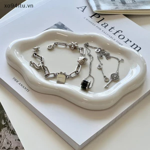 Xoitu Món Ăn Trang Sức Sáng Tạo Hình Đám Mây Tấm Gốm Khắc Thạch Cao Trang Trí Đồng Hồ Chìa Khóa Khay Đựng Hộ Gia Đình Lưu Trữ VN