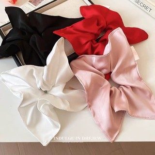 Khăn vuông satin trắng phong cách Hàn Quốc cỡ lớn phụ kiện tóc cao cấp dành cho nữ