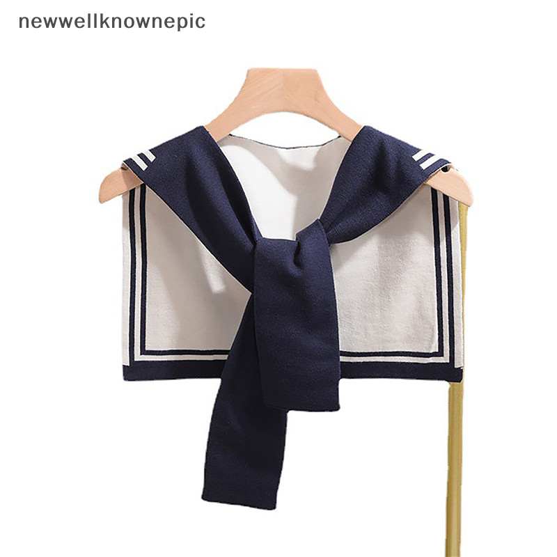 Newwellknownepic Đại Học Hàn Quốc Sọc Hải Quân Len Đan Vai Mũi Thắt Nút Ấm Khăn Choàng Mùa Hè Điều Hòa Phòng Bảo Vệ Cổ Khăn Cho Nữ VN