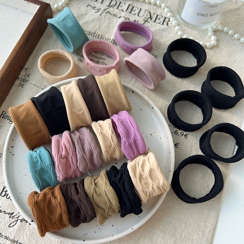 Vòng buộc tóc có độ đàn hồi cao 5PC - Dây buộc tóc họa tiết mặt nạ Jacquard - Dây cao su