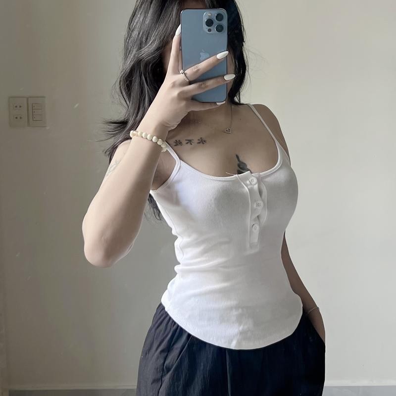 Áo hai dây ôm dáng thiết kế vạt bầu màu trơn thời trang mùa hè cho nữ- A298 Women Top Jean