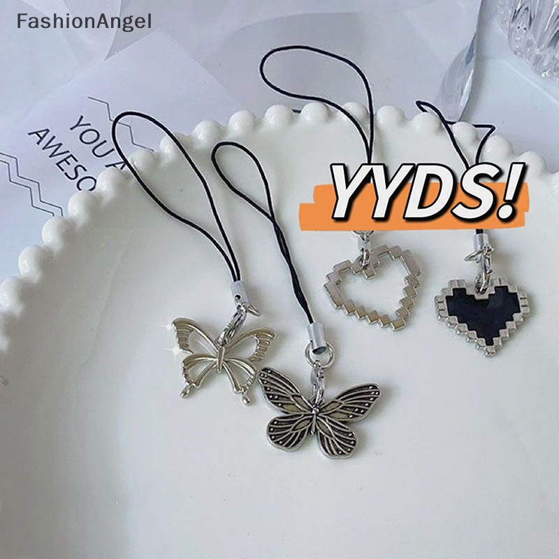 FashionAngel Retro Trái Tim Dây Đeo Điện Thoại Dây Điện Thoại Ốp Lưng Trang Trí Móc Khóa Túi Ch Mặt Dây Chuyền Thời Trang Đơn Giản Trang Sức TH