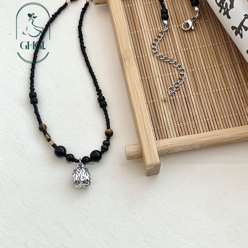 Vòng cổ thiết kế bướm đính cườm phong cách truyền thống Trung Quốc, họa tiết camellia, hợp thời trang dành cho nữ