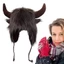 Mũ sang trọng MERIGGIARE Bullhead, có sừng Mũ Bison Unisex, Mũ mềm mại chống gió dày
