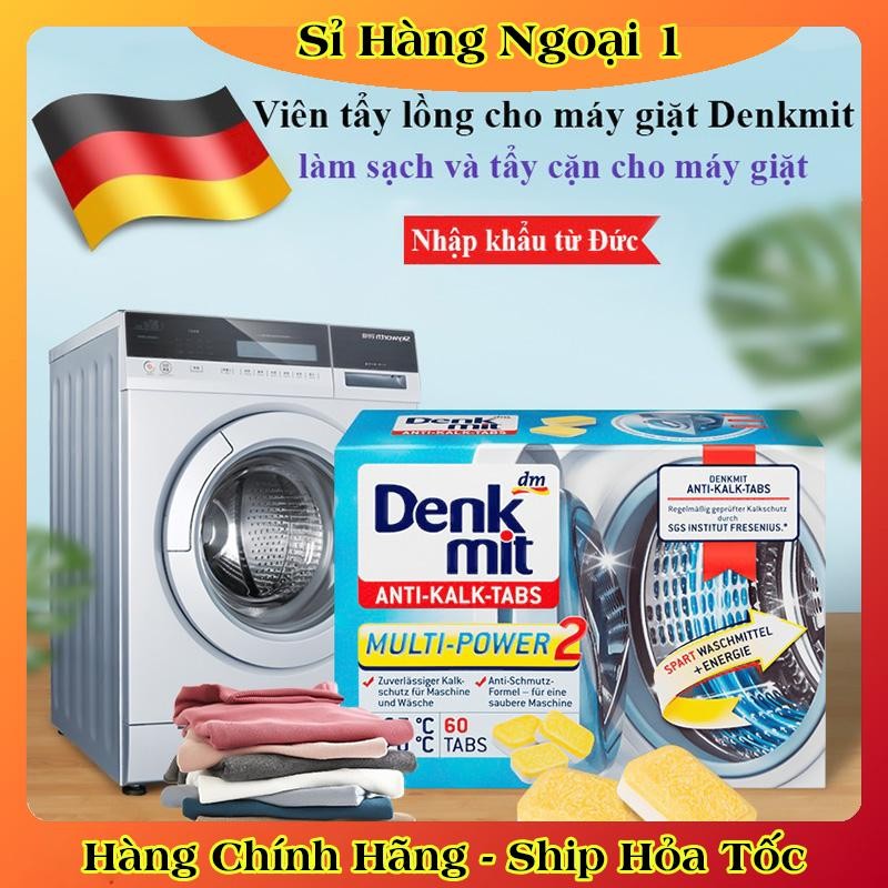 [Cả hộp] Viên tẩy lồng máy giặt Denkmit Hộp 60 viên loại bỏ mùi hôi cặn bẩn lâu ngày