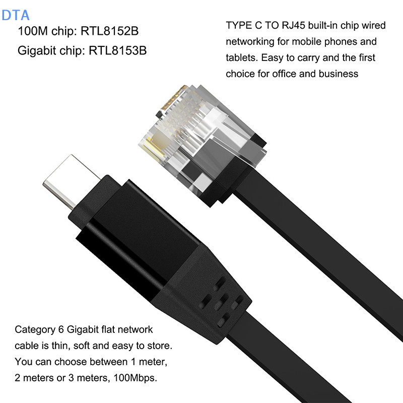 DTA 1000m Type-C TO RJ45 Connecg Cáp Điện Thoại Có Dây Mạng Cho Laptop Máy Tính Bảng Cho Huawei PO