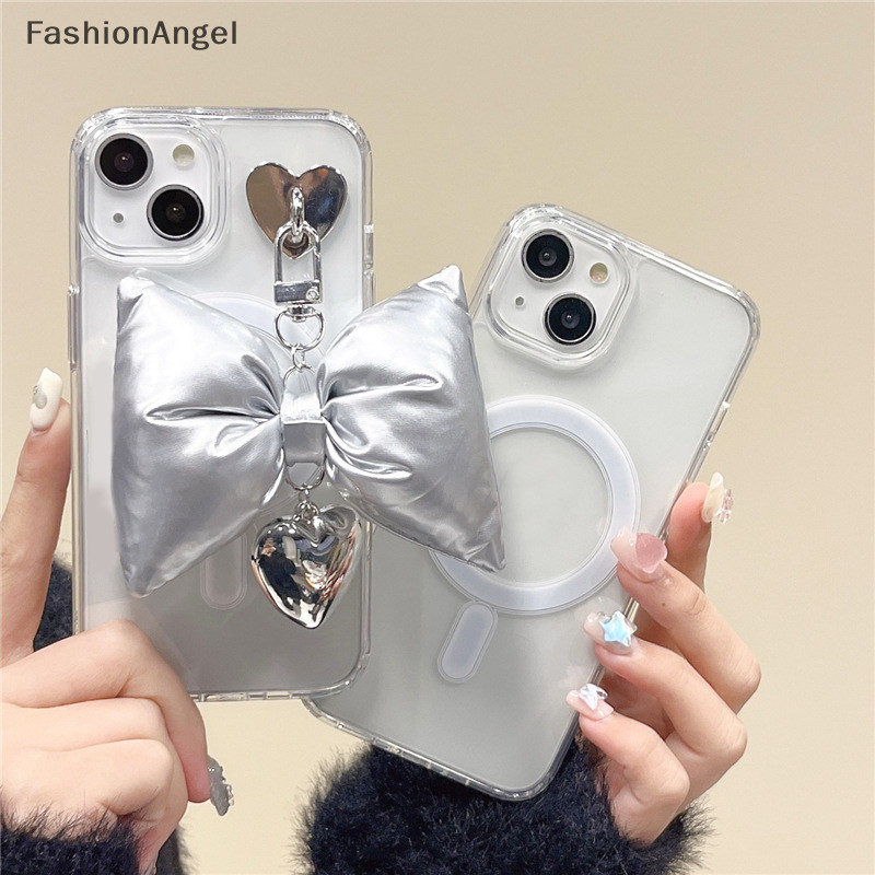 Fashionangel Y2K Móc Khóa 3D Đầy Cotton Nơ Trái Tim Móc Khóa Ngọt Ngào Mát Bé Gái Túi Mặt Dây Chuyền Dây Xích Điện Thoại Phụ Kiện Trang Sức Thời Trang TH