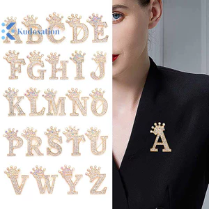 Kudosation Vương Miện Thời Trang 26 Chữ Cái Ban Đầu A Đến Z Pha Lê Kim Cương Giả Thổ Cẩm Chân Cho Nữ Váy Cưới Ve Áo Cổ Pin Trang Sức
