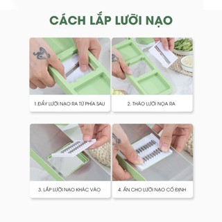 Nạo Rau Củ, Nạo Đa Năng Tích Hợp 5 Lưỡi Nạo Kèm Tay Cầm SUNND