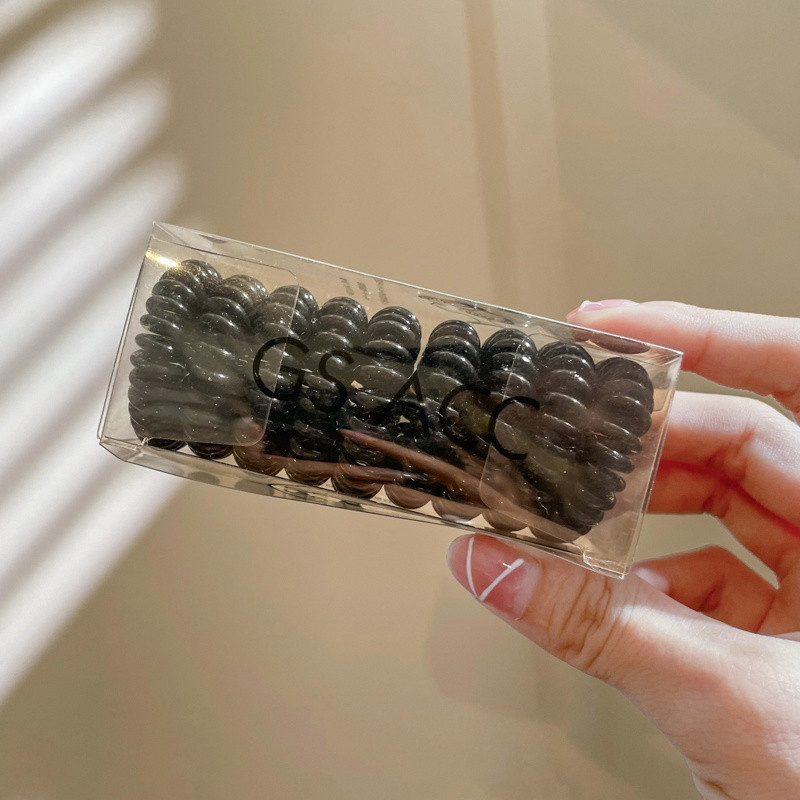 Thời Trang Đen Tất Cả Trên Cáp Điện Thoại Scrunchie Nữ Hàn Quốc Dây Buộc Tóc Da Dây Điện Cuộn Dây Mũ Đội Đầu