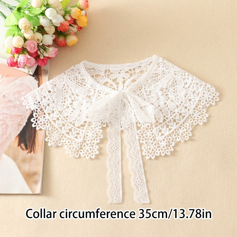 Dasbsug Mùa Xuân Rỗng Ra Ruy Băng Nơ Giả Cổ Áo Choàng Quấn Thêu Ren Hoa Lá Chống Nắng Vòng Cổ C