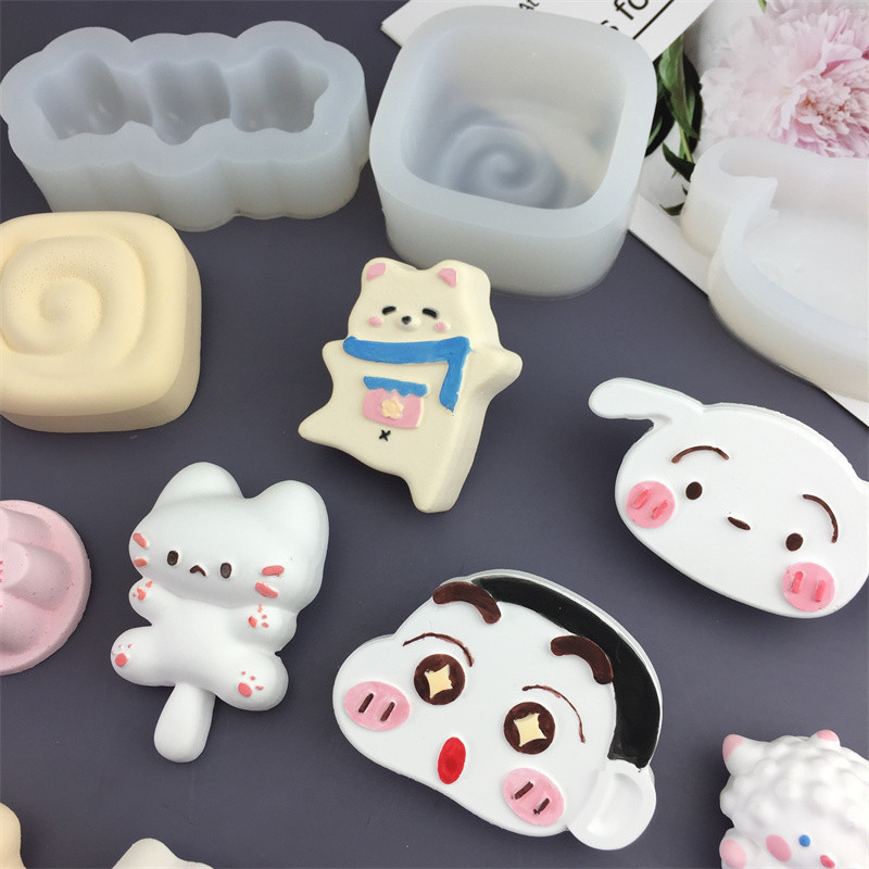 Mèo Pudding Mật Ong Cuộn Khuôn Silicon Mochi/Đồ Chơi/Thạch Cao/Epoxy/Trang Trí Bánh/Sô Cô La/Nướng DIY