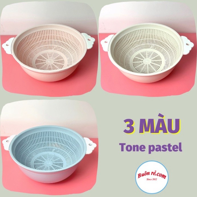 Rổ tai 2 lớp Việt Nhật (3391), rổ kèm chậu rửa rau củ, hoa quả đa năng -Buôn rẻ 01647 Babee