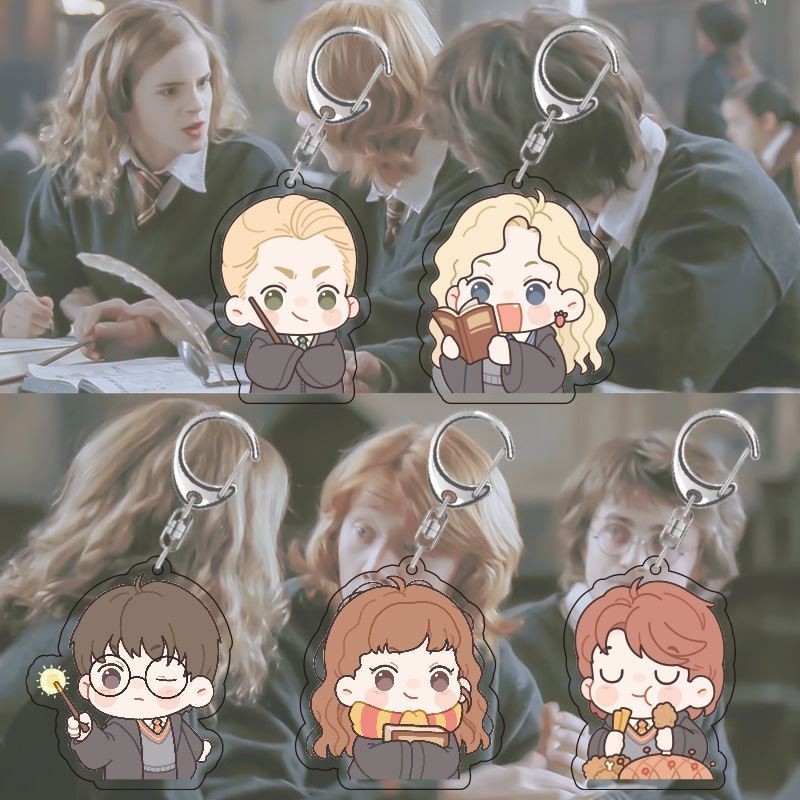 Thiết bị ngoại vi hoạt hình Harry Potter Móc khóa acrylic Harry Hermione Weasley làm quà tặng cho bạn bè, mặt dây chuyền