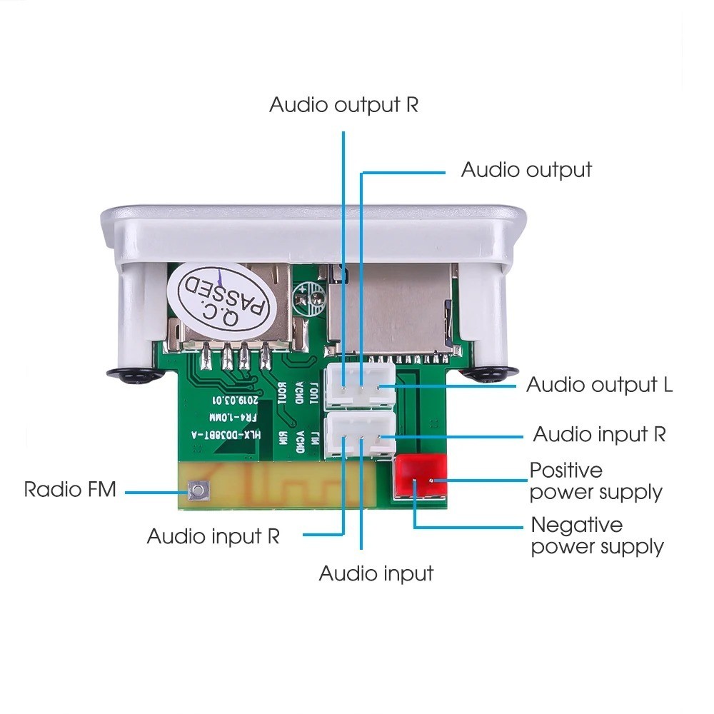 Bảng giải mã Bluetooth DC 12V 5.0 Máy nghe nhạc MP3 Định dạng không mất Bộ giải mã nhạc Mô-đun hỗ trợ USB FM TF AUX Đài phát thanh xe hơi