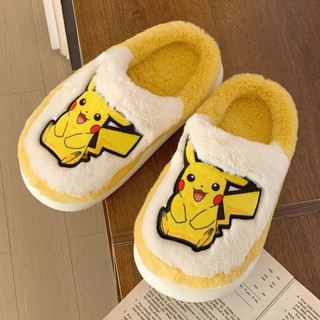 XIXITIAO Dép Cotton Pokémon Chính Hãng Co-Branded Dễ Thương Sang Trọng Pikachu Nữ Trong Nhà Lông Cừu Lót Giữ Ấm