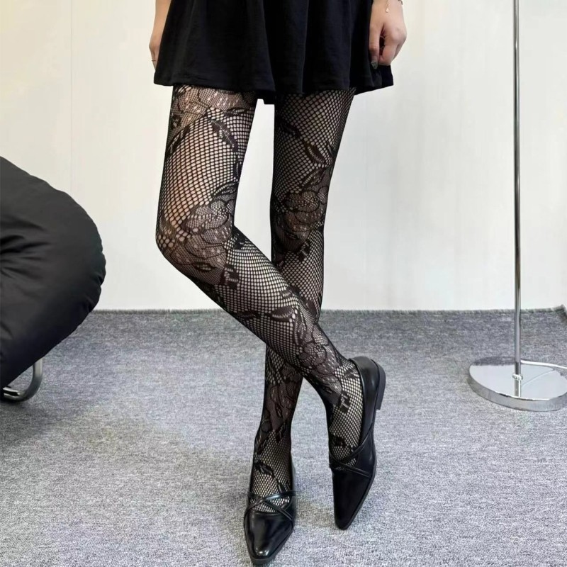 Dasbsug Quần legging lưới lưới cá co giãn cho nữ sành điệu Quần bó hoa