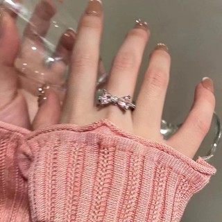Nhẫn nơ zircon hồng dành cho nữ Nhẫn ins cao cấp