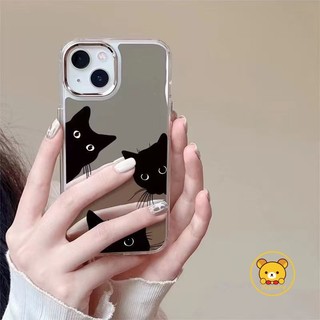 Ốp Điện Thoại Gương Mèo Đen Hoạt Hình Dễ Thương Cho Samsung Galaxy A35 A34 A33 A25 A24 A23 M23 A73 A72 A71 A70S A55 A54 A53 A52S A51 A50S A32 A31 A30S Vỏ Ngộ nghĩnh Chống Sốc Ốp Lưng
