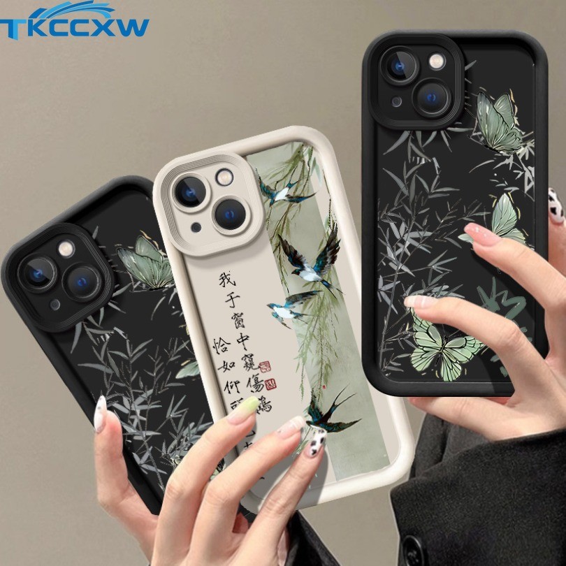 Ốp Điện Thoại Bướm Lá Tre Tương Thích Cho Xiaomi 12T 14 Ultra 14T 13T Pro 12 13 Lite Mi 11 Lite Poco F6 Pro Ốp Mềm Chống Rơi Mờ Mới Nhất